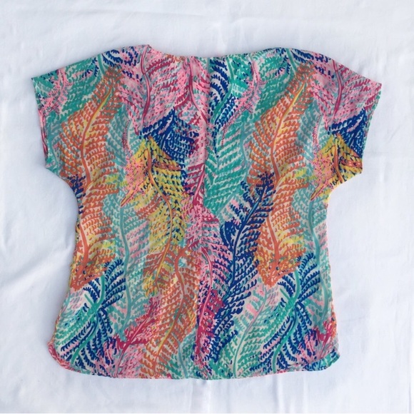 Lilly Pulitzer Asher Silk Top Electric Feel Print - Picture 8 of 8